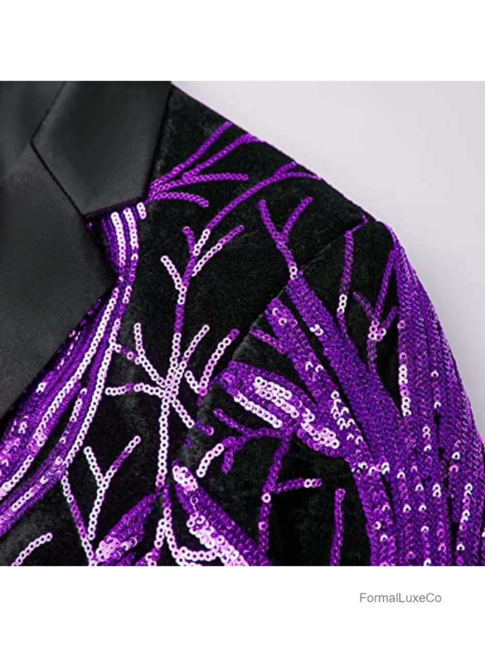 Men Sequined Shiny Suit Jacket One Button Slim Fit Sport Coat Tuxedo Blazer